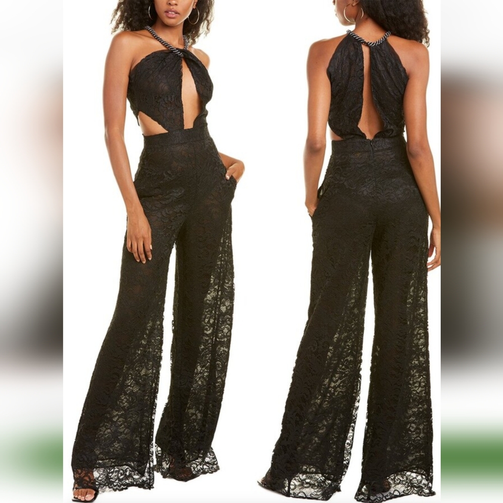 Dundas Revolve Vogue Black lace cut out jumpsuit